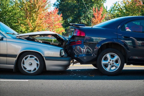 Rear end collision car wreck