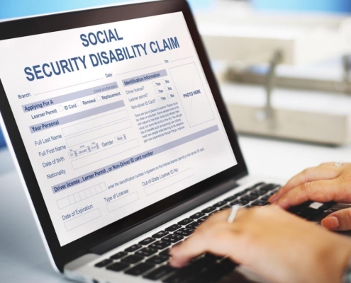 Social Security claim form on computer