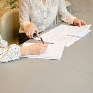 Personal injury lawyer working on accident settlement